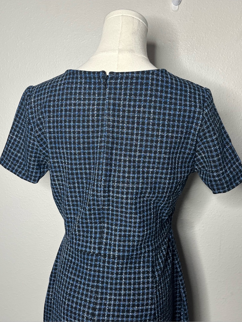 Seraphine The Work Edit Navy Stretch Tweed Short Sleeve Dress Career Maternity - Picture 5 of 7